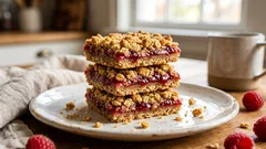 混ぜて重ねて焼くだけ、ラズベリージャム×オーツのクランブルバー簡単レシピ